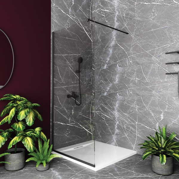 Σταθερό Φύλλο Καμπίνας Walk-In Serena Black Mat 185x100 cm