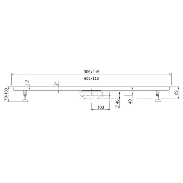 Σχάρα, κανάλι ντουζιέρας Tile 90x10