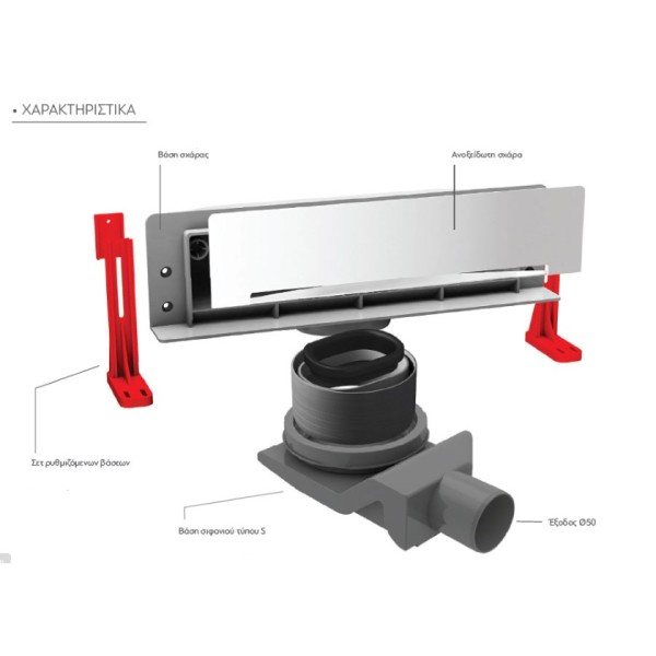 Σχάρα, κανάλι ντουζιέρας Confluo Premium Wall 31x7.2 cm code 5206836550596