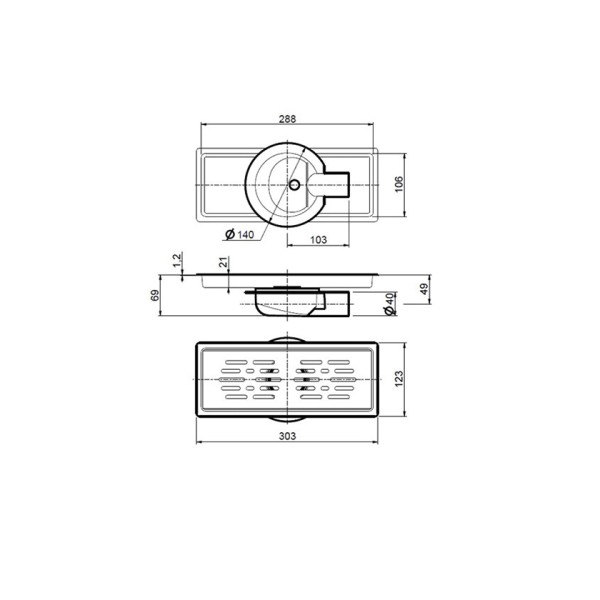 Σχάρα ντουζιέρας Tile 30x10