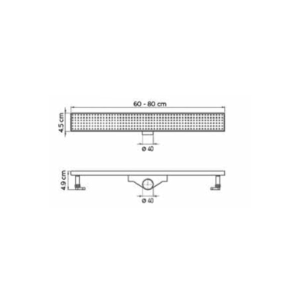 Σιφόνι, κανάλι ντουζιέρας 60 cm black matt Tema 93736-1N