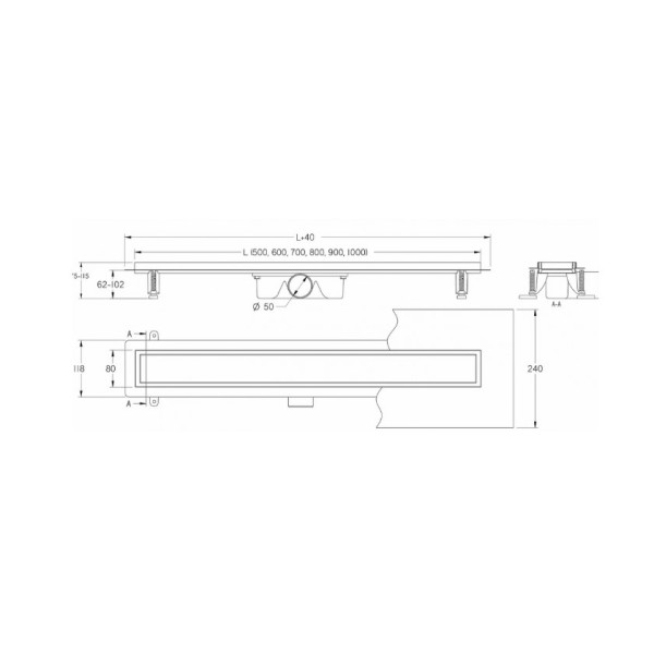 Σιφόνι, κανάλι ντουζιέρας Vogi duo 80cm
