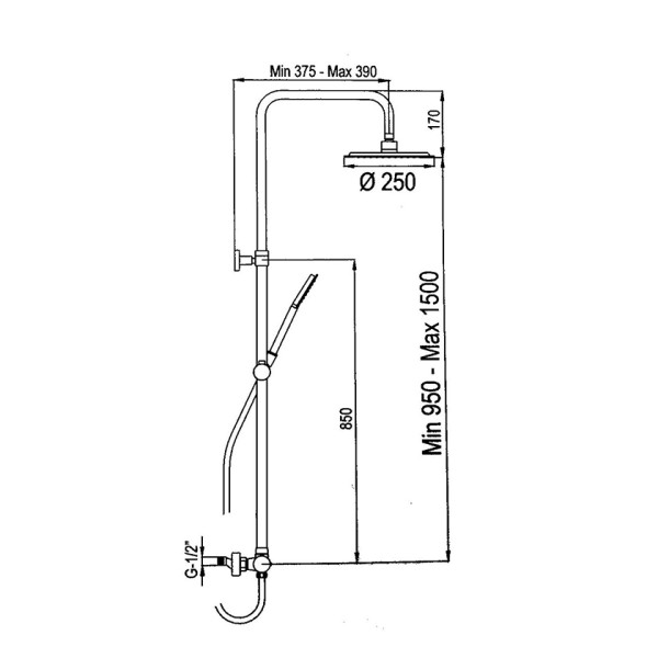 Στήλη ντους Nite black matt 