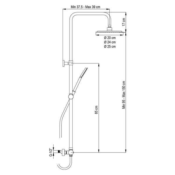 Στήλη ντους Wind Blu RD 3 εξόδων