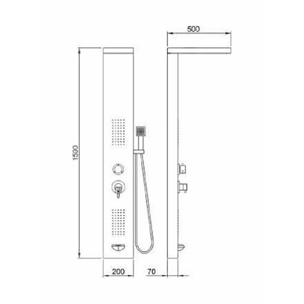 Στήλη Ντους-Υδρομασάζ Roma Μαύρη Ματ (53100-1)